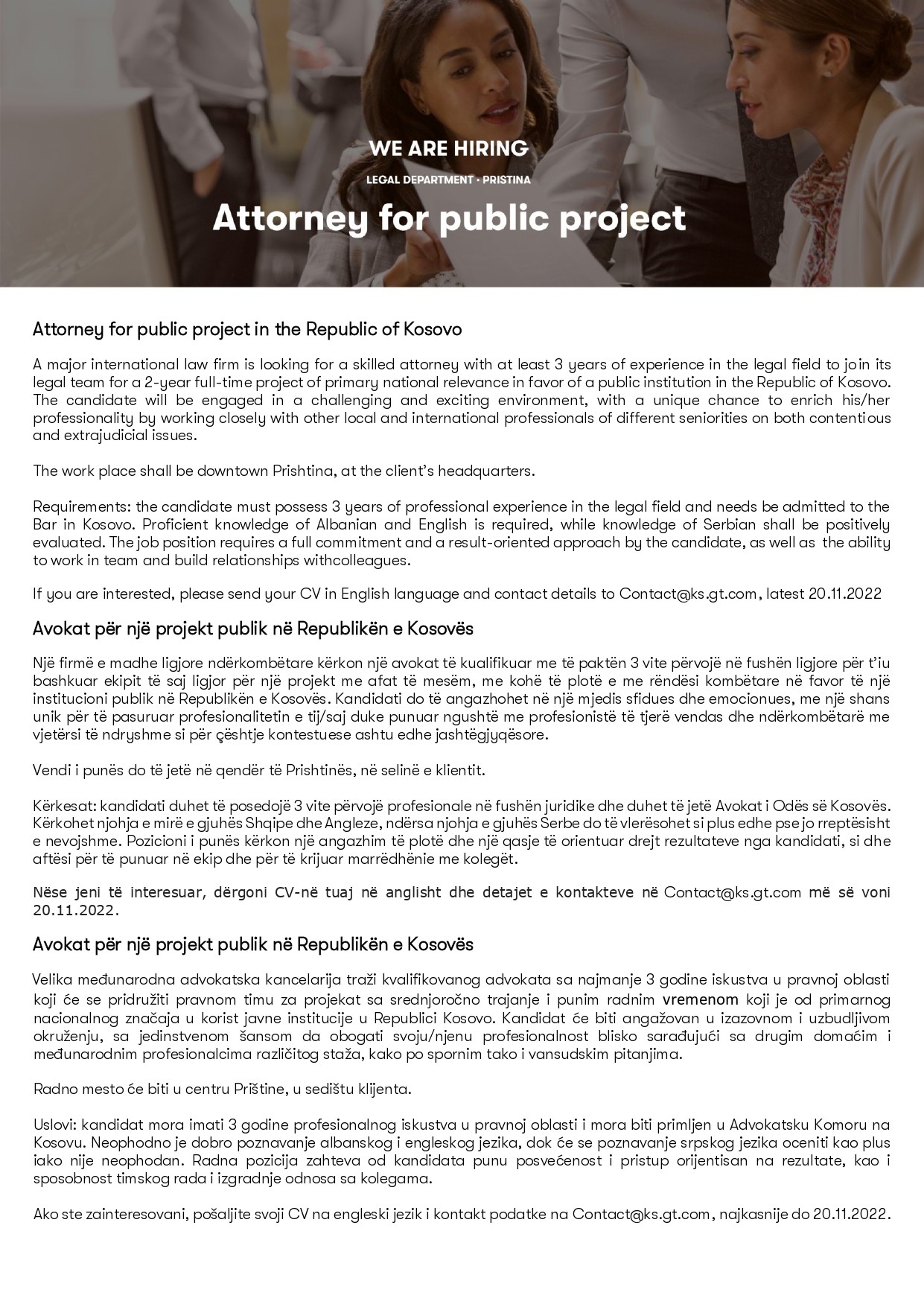 Attorney for public project